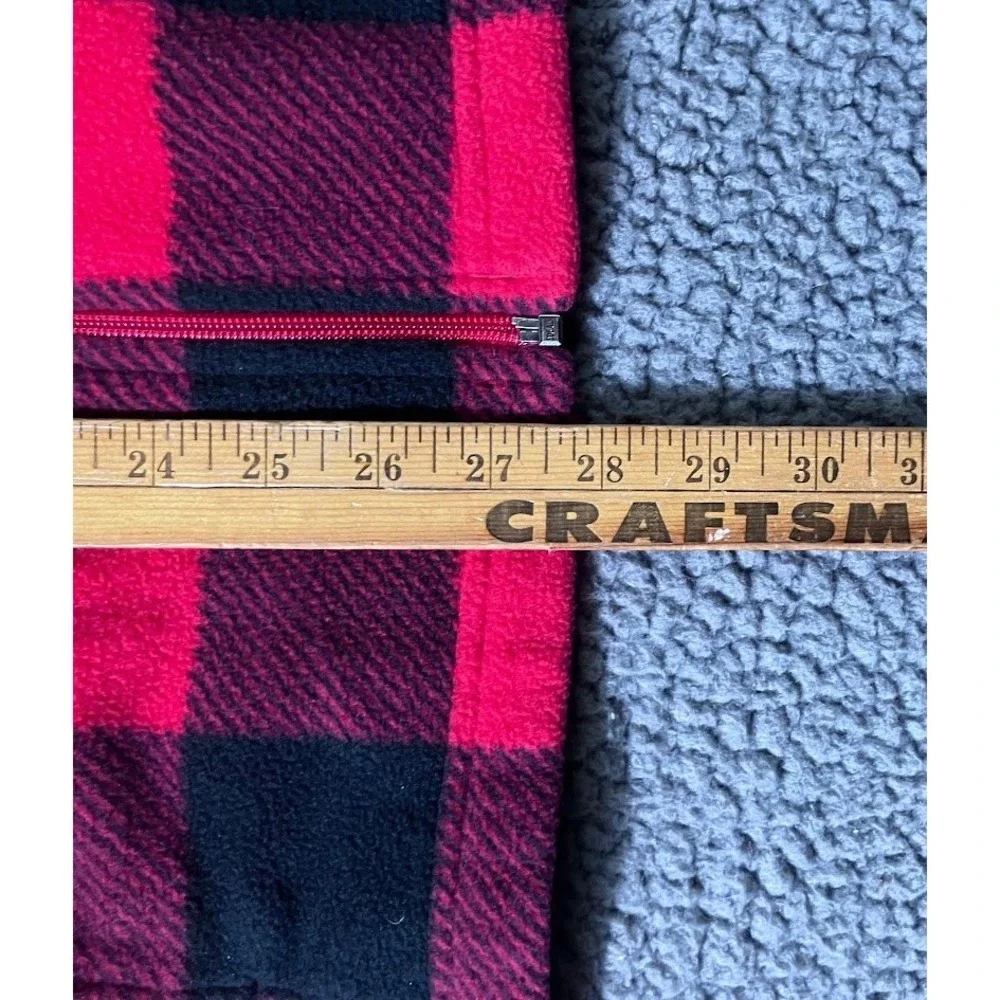 Columbia Red Black Buffalo Plaid Full Zip Fleece Jacket Youth XL 18/20